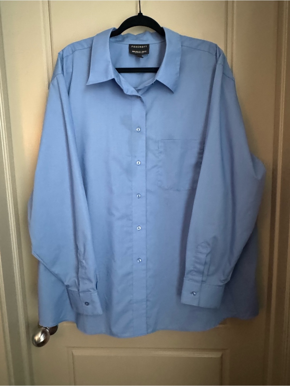 Foxcroft Women’s Plus Size Light Blue Button-Down Dress Shirt